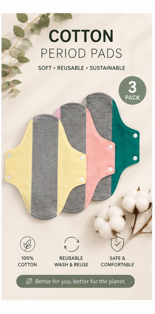 Cotton period pads Reusable pack 3