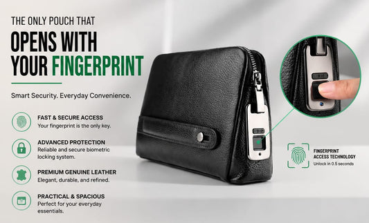 Pochette Homme à serrure Biométrique - Ouverture par Empreinte Digitale